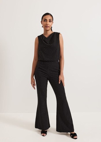 Phase Eight Samantha Petite Hotfix Trousers Black USA | 3047521-UA